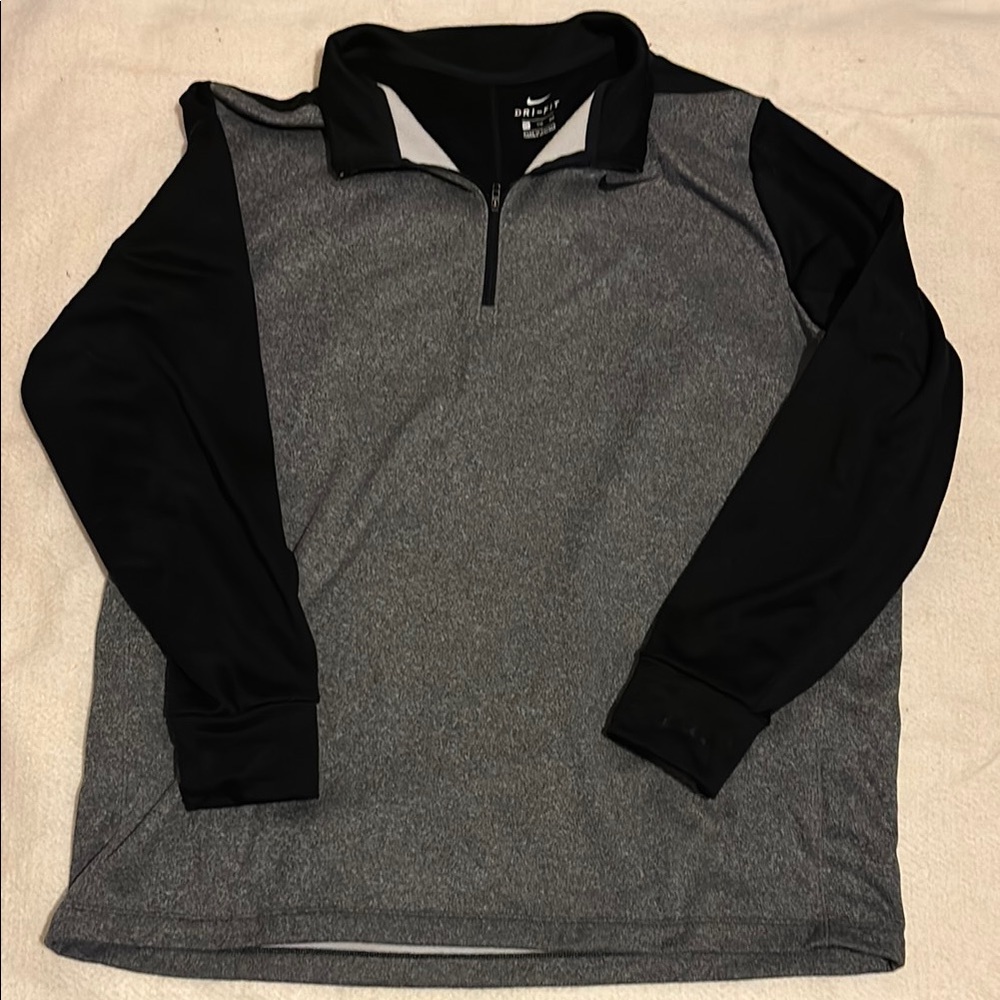 Nike Gray and Black Quarter-Zip Pullover